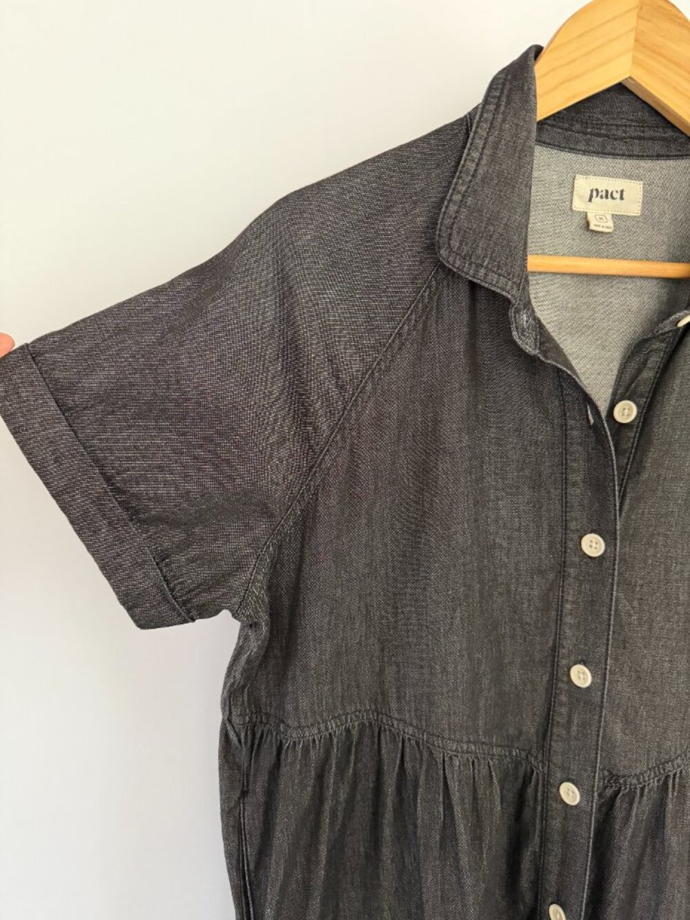 Pact Chambray Denim Shirt Dress Organic Cotton GOTS Certified - Picture 3 of 6